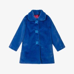 Agatha Ruiz de la Prada Girls Blue Faux Fur Coat with Sequinned Stars